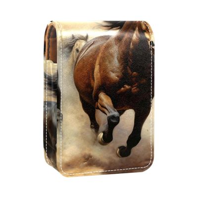 YTYVAGT Lipstick Case,Portable Makeup Bag Cosmetic Pouch,Lipstick Holder Makeup Organizer,Running Horse Prairie Animal