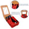 YTYVAGT Lipstick Case,Leather Lip Gloss Lipstick Organizer with Mirror,Mini Lipstick Holder Bag,Black and Red Notes view 4