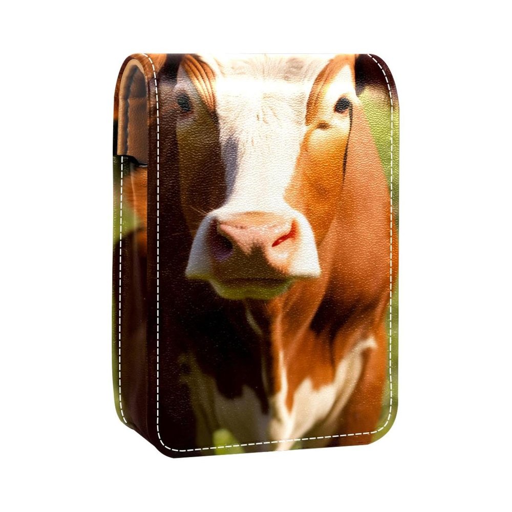 YTYVAGT Lipstick Case,Portable Makeup Bag Cosmetic Pouch,Lipstick Holder Makeup Organizer,Farm Brown Cow