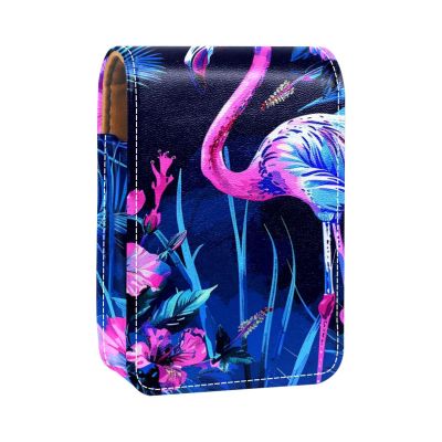 YTYVAGT Lipstick Case,Portable Makeup Bag Cosmetic Pouch,Lipstick Holder Makeup Organizer,Tropical Plant Flowers Flamingo