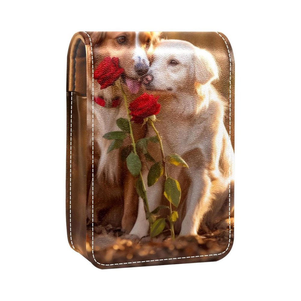 YTYVAGT Lipstick Case,Portable Makeup Bag Cosmetic Pouch,Lipstick Holder Makeup Organizer,Cute Pet Dog Flower Animal Pattern