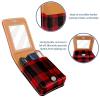YTYVAGT Lipstick Case,Leather Lip Gloss Lipstick Organizer with Mirror,Mini Lipstick Holder Bag,Black Red Stripe Plaid view 4
