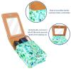 YTYVAGT Lipstick Case,Leather Lip Gloss Lipstick Organizer with Mirror,Mini Lipstick Holder Bag,Watercolor Blue Green Dots view 4