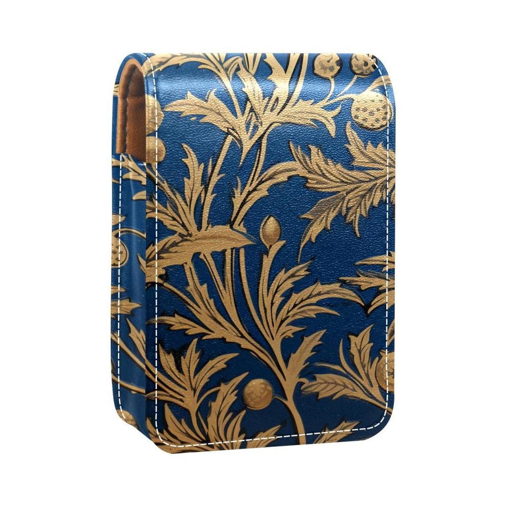 YTYVAGT Lipstick Case,Leather Lip Gloss Lipstick Organizer with Mirror,Mini Lipstick Holder Bag,Tropical Painting Leaves Floral
