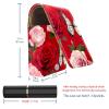 YTYVAGT Travel Lipstick Organizer Case,Lipstick Case Portable Makeup Bag With Mirror,Butterfly Rose Floral view 3