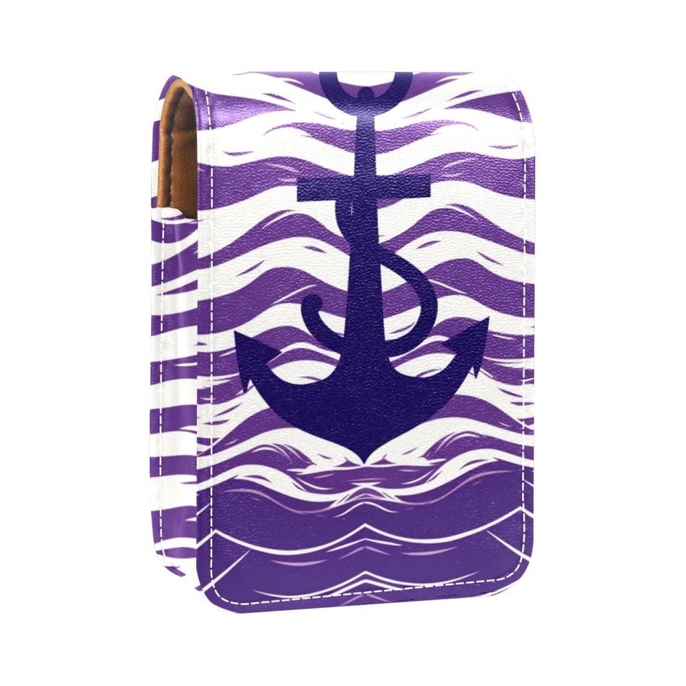 YTYVAGT Lipstick Case,Portable Makeup Bag Cosmetic Pouch,Lipstick Holder Makeup Organizer,Sea Wave Texture Background Anchor