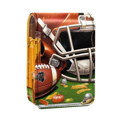 YTYVAGT Lipstick Case,Leather Lip Gloss Lipstick Organizer with Mirror,Mini Lipstick Holder Bag,American Football Field Beer