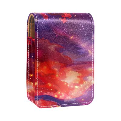 YTYVAGT Travel Lipstick Organizer Case,Lipstick Case Portable Makeup Bag With Mirror,Colorful Gradient Texture