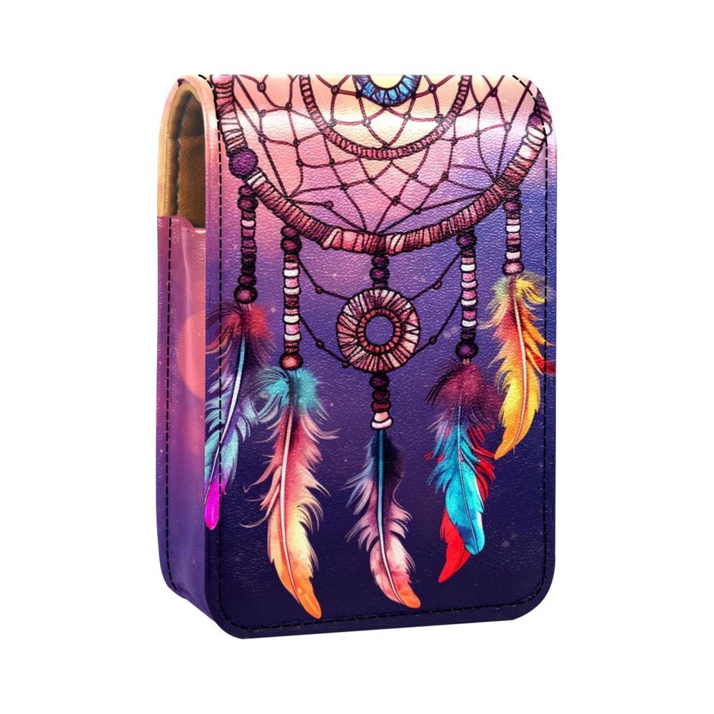 YTYVAGT Lipstick Case,Portable Makeup Bag Cosmetic Pouch,Lipstick Holder Makeup Organizer,Ethnic Style Feather Dream Catcher