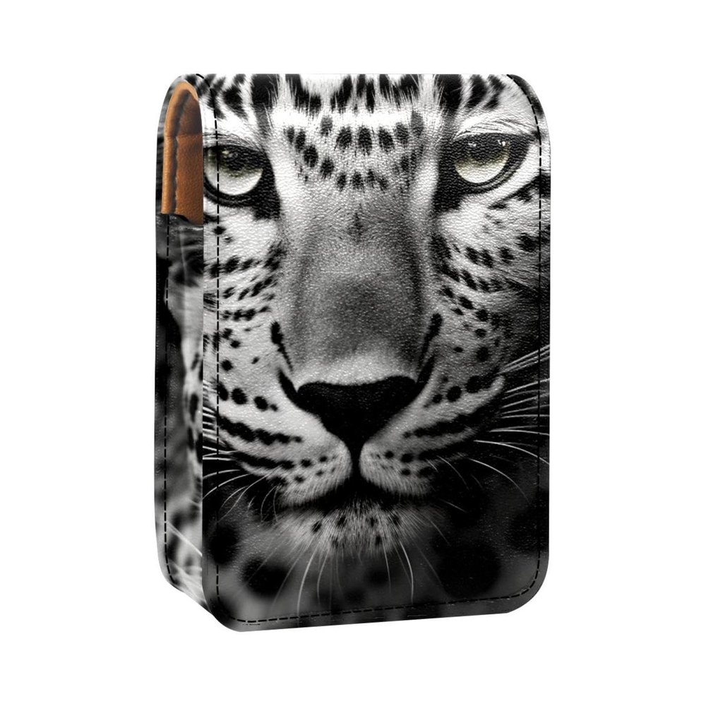 YTYVAGT Lipstick Case,Leather Lip Gloss Lipstick Organizer with Mirror,Mini Lipstick Holder Bag,Animal Leopard