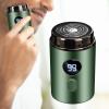 Almencla Travel Men's Shaver Face Hair Shaver Removable Portable Shaver Mini Shaver for Father's Day Gifts Trimming Car Use, green view 3