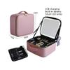 YUEMOL led Makeup Bag Smart LED Makeup Bag,for Women with Mirror with Compartments Waterproof PU Leather Travel Cosmetic Case (Color : Black with Led) view 2