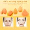 14 Pcs Makeup Sponge Set,Beauty Sponges Blender with 4 Pcs Powder Puff and 4 Pcs Mini Make up Sponges Birthday Gift,Mother's Day Gift for Women Liquid,Foundation,Powder,Concealer,Cream(Orange) view 2