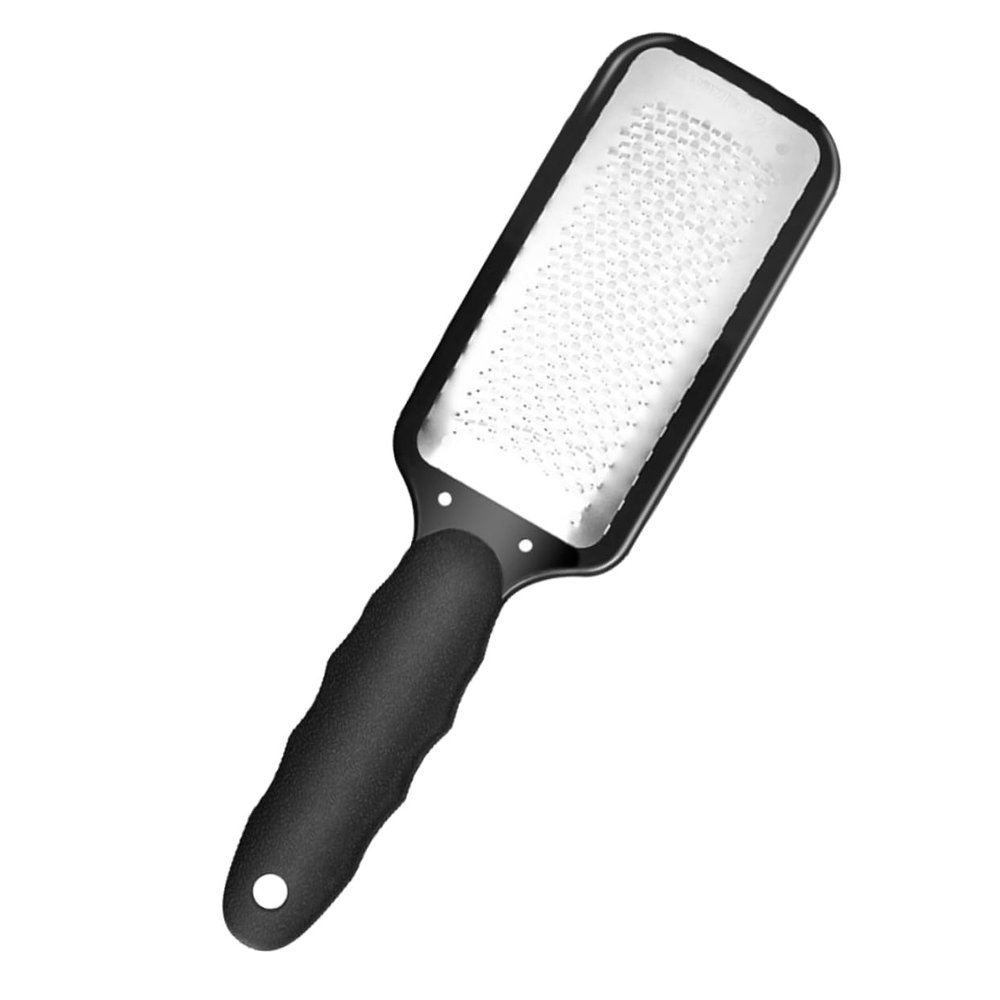 Healeved Professional Stainless Steel Foot File Exfoliating Scrub Tool for Home Pedicure Care Black Callus Remover for Soft Smooth Feet Design Hanging