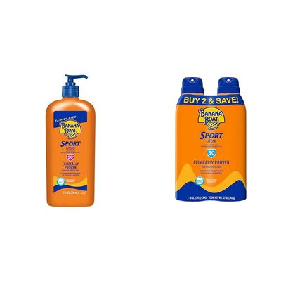 Banana Boat Sport Ultra SPF 50 Sunscreen Lotion, 12oz | Banana Boat Sunscreen SPF 50 Lotion & Sport Ultra SPF 30 Sunscreen Spray Twin Pack | Banana Boat Sunscreen Spray SPF 30