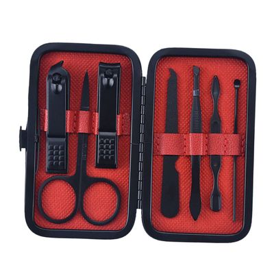 Healeved 7pcs Manicure Tool Set Stainless Steel Nail Clippers Scissors Nail Trimmer Care Kit Case for Men Women Black
