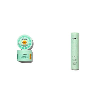 Amika the kure intense bond repair mask, 250ml & shampoo, 275ml (Packaging May Vary) - Repairs, strengthens, and hydrates hair while reducing breakage and increasing strength