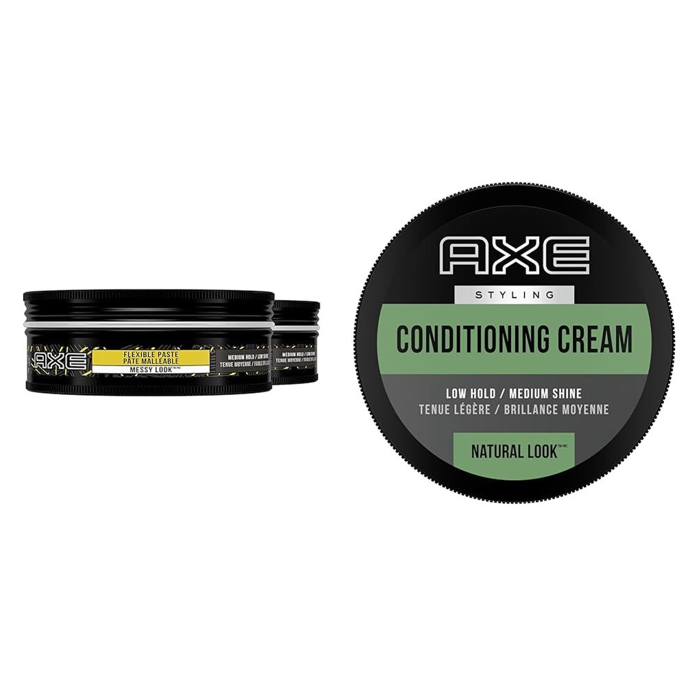 AXE Styling Flexible Hair Paste Urban Messy Look 2 Count for An Instant Texture Boost Hair Styling Made Easy 2.64 oz & Natural Look Hair Cream, Understated 2.64 oz