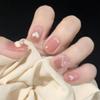 Love bow light therapy nail art minimalist internet celebrity short handmade wearing nail products, fake nail patches 10PCS (Size : L) view 2