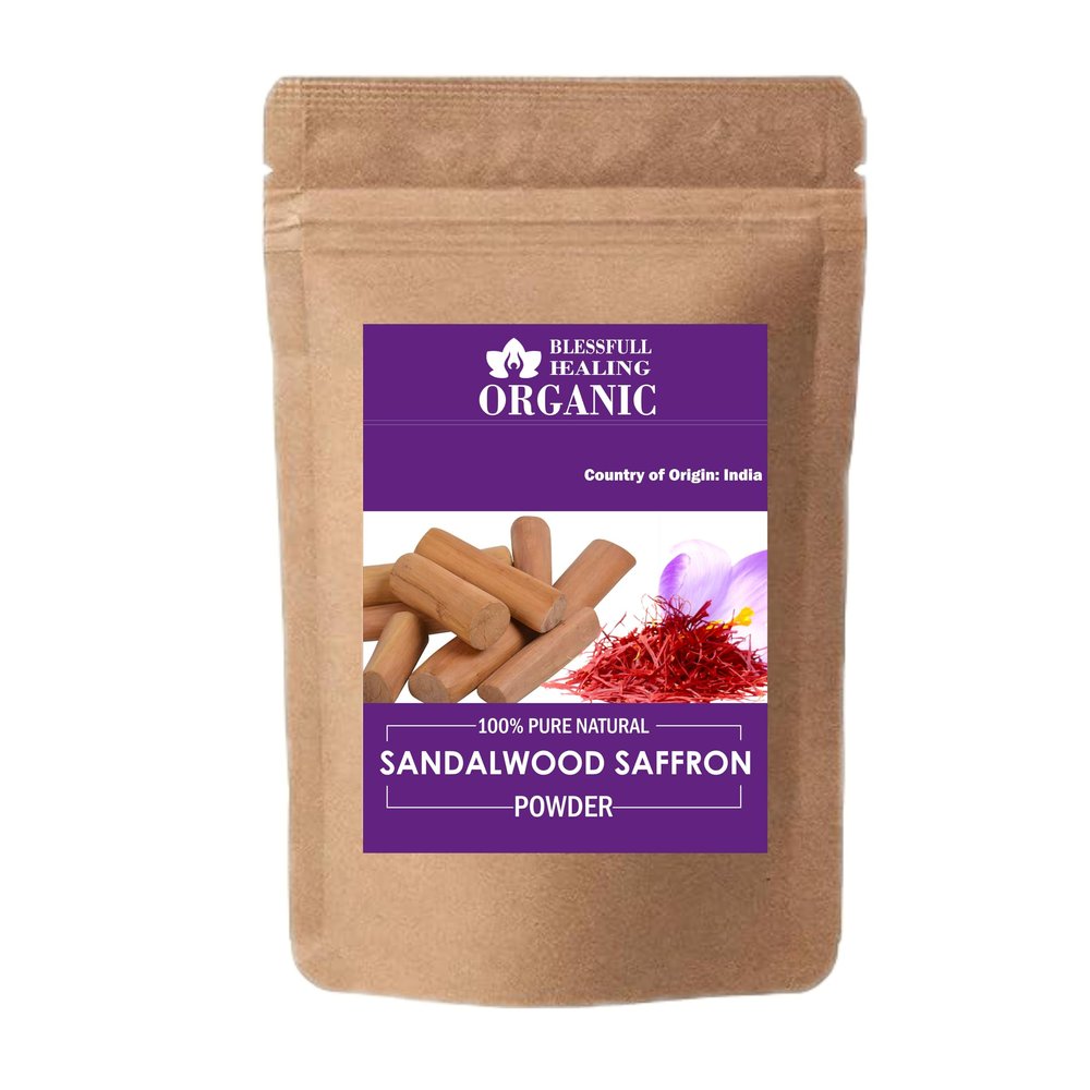 Blessfull Healing Luxury 100% Pure Natural Sandalwood Saffron Powder | 100 Gram / 3.52 oz