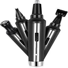 aiqiua USB Rechargeable Ear and Nose Hair Trimmer for Professional Painless Nose Hair Remover, 4 in 1 Grooming Kit with Electric Ear Hair Trimmer, Unisex