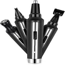 aiqiua USB Rechargeable Ear and Nose Hair Trimmer for Professional Painless Nose Hair Remover, 4 in 1 Grooming Kit with Electric Ear Hair Trimmer, Unisex
