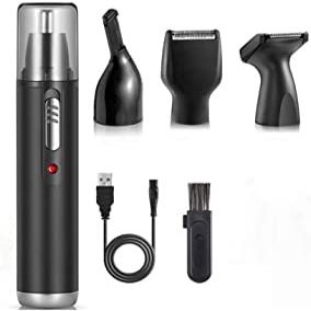 aiqiua Ear and Nose Hair Trimmer, Trimmer & Detailer for Hygienic Grooming with Rinseable, Interchangeable Heads for Eyebrows, Nose, Ears, Unisex