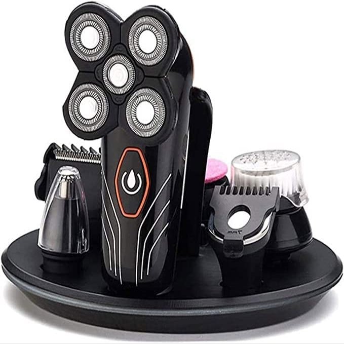 aiqiua Men's 5-in-1 USB Rechargeable Shaver Waterproof Electric Shaver Grooming Kit with Hair ClipperNose Hair TrimmerFacial Brush Easy to Operate and Store