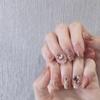 ZIIVIEVS Handmade Wearing Nail Pieces, Gold Foil, Big Diamond, Ultra Short Round, Detachable False Nail Enhancements, 10PCS (Size : M) view 2