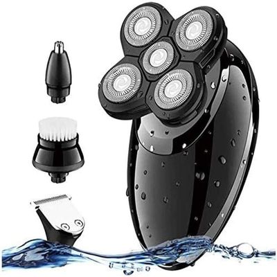 aiqiua 4 in1 Mens Electric Razor,Dry Wet Waterproof Man Rotary Shaver,Portable Facial Cordless Shaver Travel Easy to Operate and Store