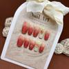 Powder blusher peach cute sweet long wearable phototherapy nail whitening hand wear nail false nail patch 10PCS (Size : S) view 2