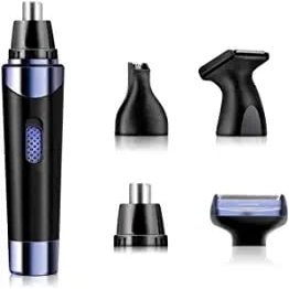 aiqiua Ear and Nose Hair Trimmer Clipper for Men & Women, 4 in 1, Rechargeable Professional Eyebrow Trimmer, Waterproof Painless Facial Hair Remover, Unisex
