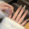 ZIIVIEVS Polka Dot Cat Eye Long Handmade Wearable Nail Panel with White Appearance Wearable Nail Panel Detachable 10PCS (Size : L) view 2