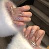 ZIIVIEVS Polka Dot Cat Eye Long Handmade Wearable Nail Panel with White Appearance Wearable Nail Panel Detachable 10PCS (Size : L) view 3