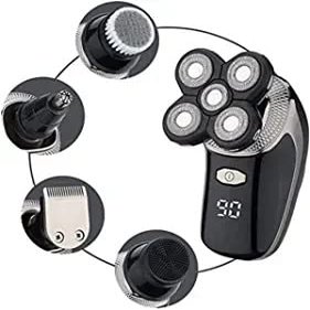 aiqiua 5-in-1 Bald Head Shaver & Grooming Kit Cordless and Rechargeable Wet/Dry 5 Head 5D Shaver, More accurately Read and fit Your face and Neck