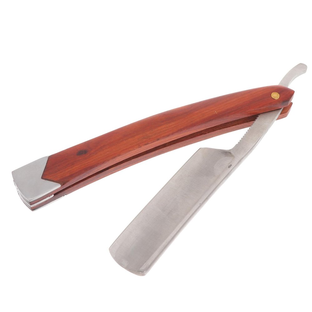FOYTOKI Beard Razor for Men Manual Shaving Straight Stainless Steel Barber Shop Random Style