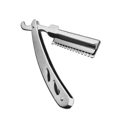 FOYTOKI Vintage Manual Steel Scraper Razor for Beard Eyebrow Shaping and Haircut Full Steel Design for Comfortable Grip Lightweight for Home and Salon Use