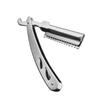 FOYTOKI Vintage Manual Steel Scraper Razor for Beard Eyebrow Shaping and Haircut Full Steel Design for Comfortable Grip Lightweight for Home and Salon Use view 1
