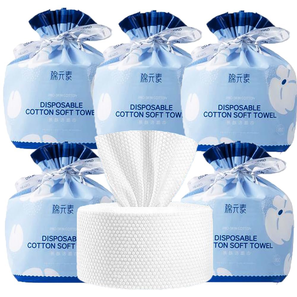 OUGEER Disposable Cleaning Face Towel, Non-Woven Fabric Soft Towel, Beauty Towels (300g/Roll-6Roll)