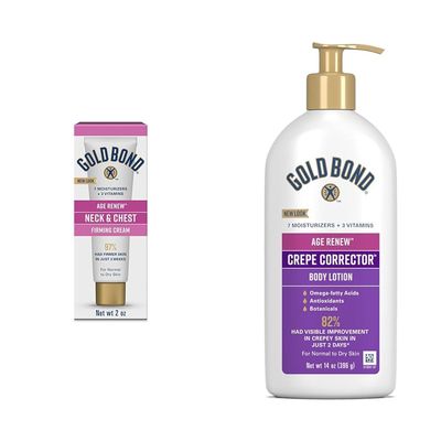 Gold Bond Age Renew Neck & Chest Firming Cream, 2 oz., Clinically Tested Skin Firming Cream & Age Renew Crepe Corrector Body Lotion, Replenishing & Smoothing Formula, 14 oz.