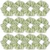 12 Pcs Satin Silk Scrunchies, Soft Hair Ties, Fashion Bands, Bows, Ropes, Elastic Bracelets, Ponytail Holders for Women and Girls (4.5 Inch, Tender Green) view 1