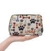 BREAUX Bone And Paw Print Print Leather Portable Cosmetic Bag, Portable Cosmetic Clutch Bag, Leather Cosmetic Bag (Small) view 4