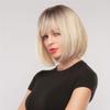 Azedssw Short Straight Bob Synthetic Wigs With Bangs For Women Ombre Blonde Wigs Cosplay Party Daily Hair view 2