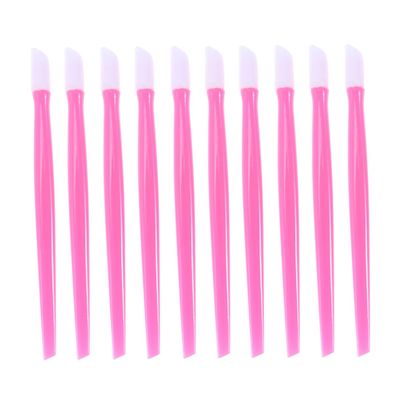Mikinona 100pcs Pink Plastic Manicure Sticks Ergonomic Cuticle for Nail Art and Dead Skin Removal Lightweight Tools for Home and Professional Use