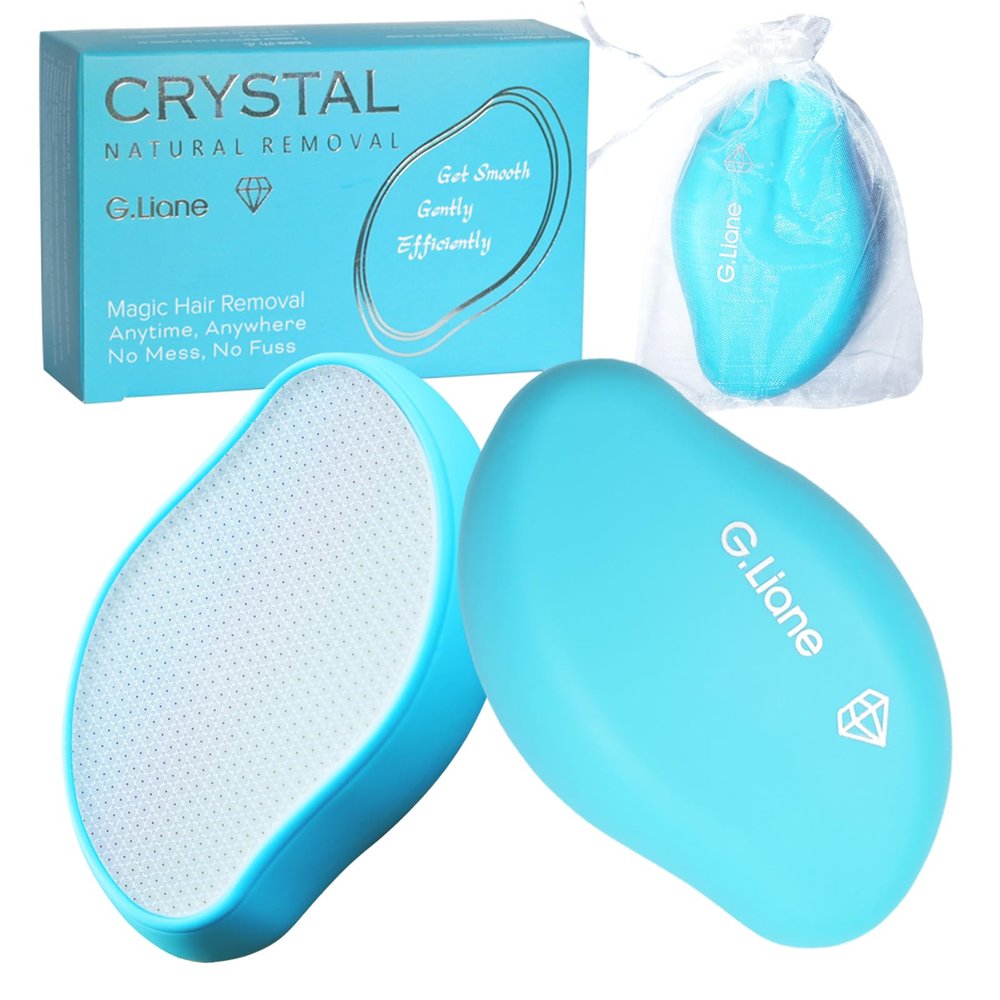 G.Liane Premium Crystal Hair Eraser,Painless Exfoliation Hair Removal Epilator,Nano Glass Hair Remover for Women,Natural Gentle and Efficient Shaver Trimmer on Leg Arm(Ocean Blue)