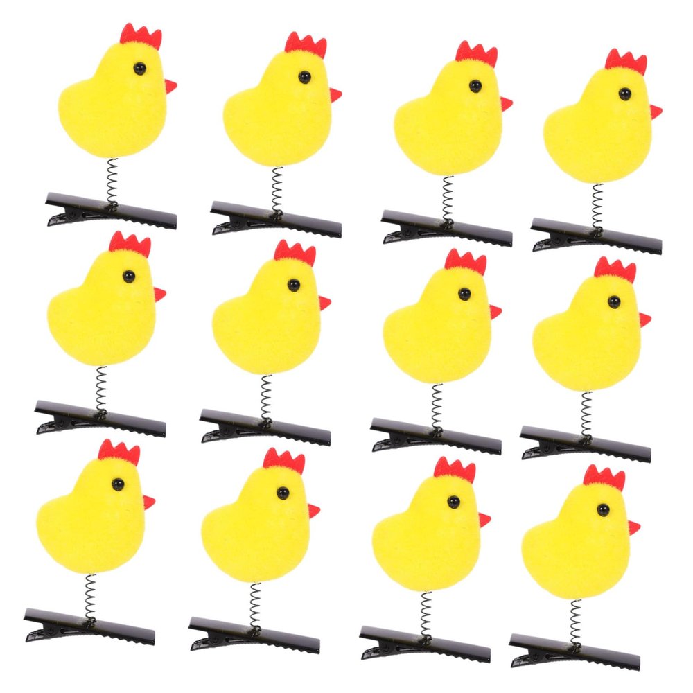 12Pcs Cute Yellow Chicken Hair Clips for Girls Adorable Spring Hair Accessories for Ponytails and Buns
