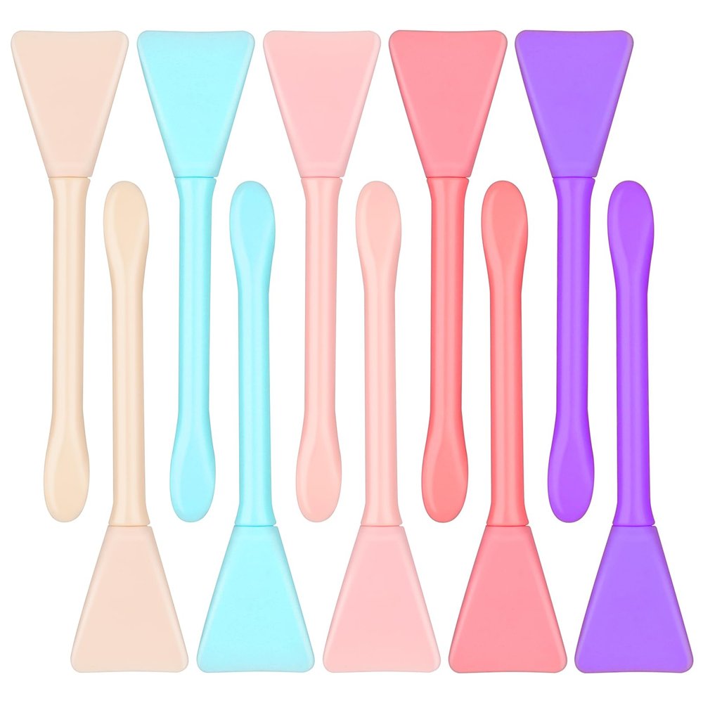 10PCS Silicone Face Mask Brush Applicator Double-Ended Soft Face Mask Applicator Flexible Facial Mud Mask Hairless Applicator Brush for Mud Clay Modeling Mask, Body Lotion