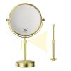 Nicesail Height Adjustable 15~19 Tall Table Mirror, 1X 10X Magnifying Mirror Double Sided for Makeup&Shaving, Desk Vanity Mirror Tabletop 360 Rotation of 8 Face, Bathroom Shiny Gold Makeup Mirror view 1