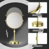 Nicesail Height Adjustable 15~19 Tall Table Mirror, 1X 10X Magnifying Mirror Double Sided for Makeup&Shaving, Desk Vanity Mirror Tabletop 360 Rotation of 8 Face, Bathroom Shiny Gold Makeup Mirror view 3