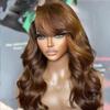 Highlight Blonde Loose Wave 150% Density 13x4 Brown Human Hair Wigs Glueless Transparent Side Part Lace Frontal Wigs For Women Natural Hairline Wig 22Inch view 2
